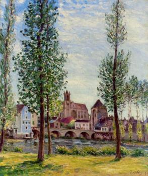 Alfred Sisley : View of Moret-sur-Loing through the Trees